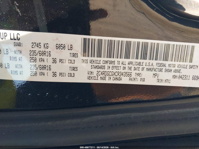 Продаж на аукціоні авто 2012 Dodge Grand Caravan Sxt, vin: 2C4RDGCGXCR343566, номер лоту: 45877211