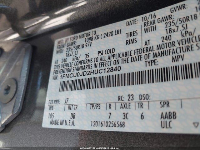 Ford Escape Titanium 2017 1FMCU0JD2HUC12840 Image 9
