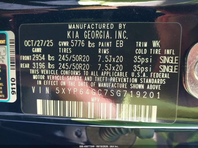 KIA Telluride S 2025 5XYP64GC7SG719201 Image 9