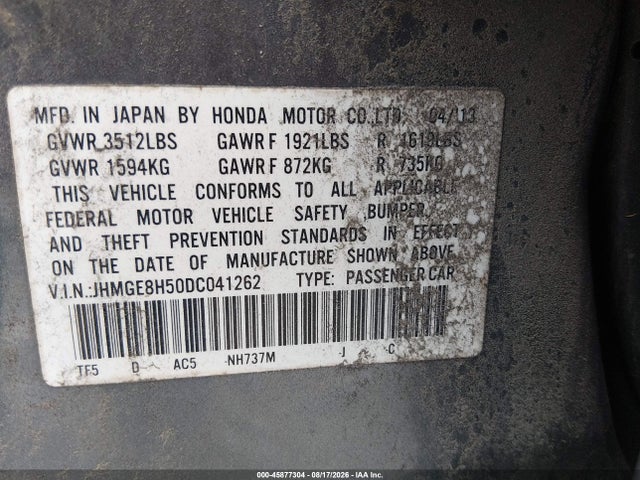 Продаж на аукціоні авто 2013 Honda Fit Sport, vin: JHMGE8H50DC041262, номер лоту: 45877304