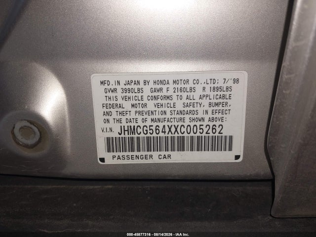 Продаж на аукціоні авто 1999 Honda Accord Lx, vin: JHMCG564XXC005262, номер лоту: 45877316