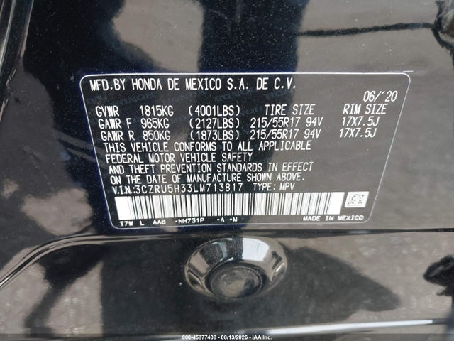 Honda Hr-v 2wd Lx 2020 3CZRU5H33LM713817 Image 9