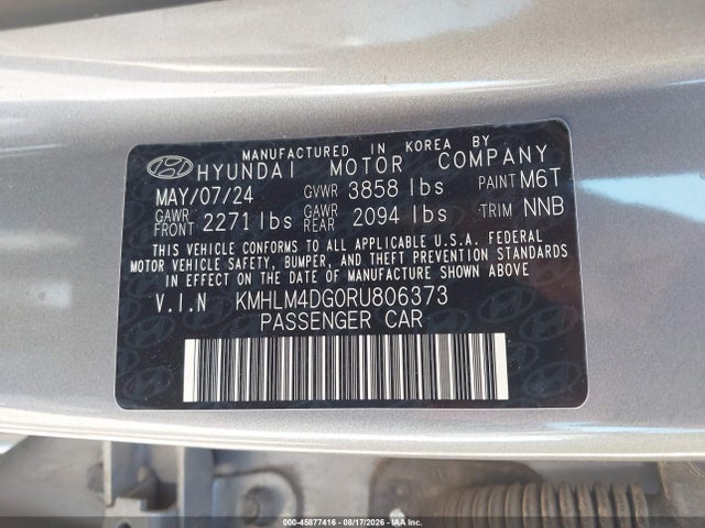Aukcja sprzedaży 2024 Hyundai Elantra Sel, vin: KMHLM4DG0RU806373, numer aukcji: 45877416