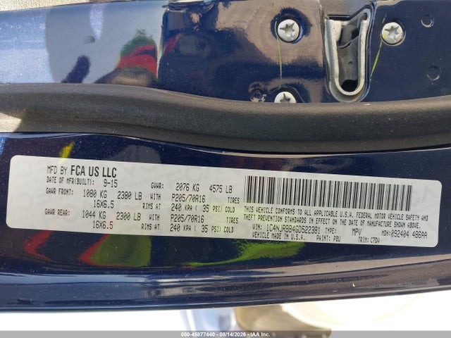 2016 Jeep Patriot Sport მანქანა იყიდება აუქციონზე, vin: 1C4NJRBB4GD522381, აუქციონის ნომერი: 45877440