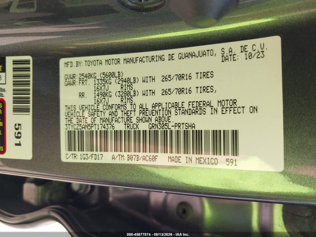 Aukcja sprzedaży 2023 Toyota Tacoma Trd Off Road, vin: 3TYCZ5AN5PT174376, numer aukcji: 45877574