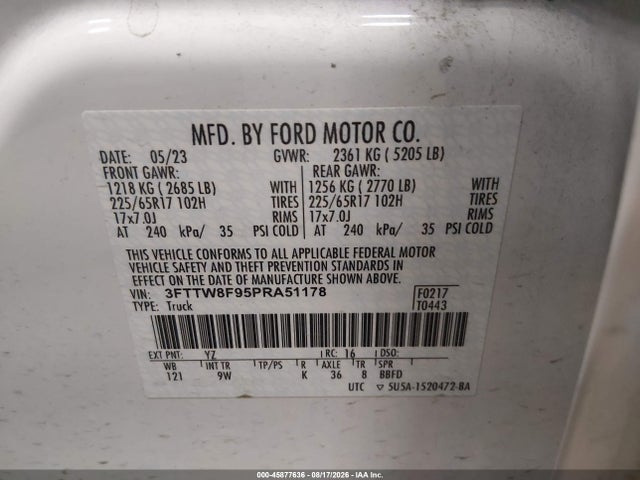 Ford Maverick Xl 2023 3FTTW8F95PRA51178 Image 9