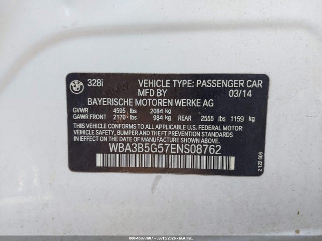 Продажа на аукционе авто 2014 Bmw 328i Xdrive, vin: WBA3B5G57ENS08762, номер лота: 45877687