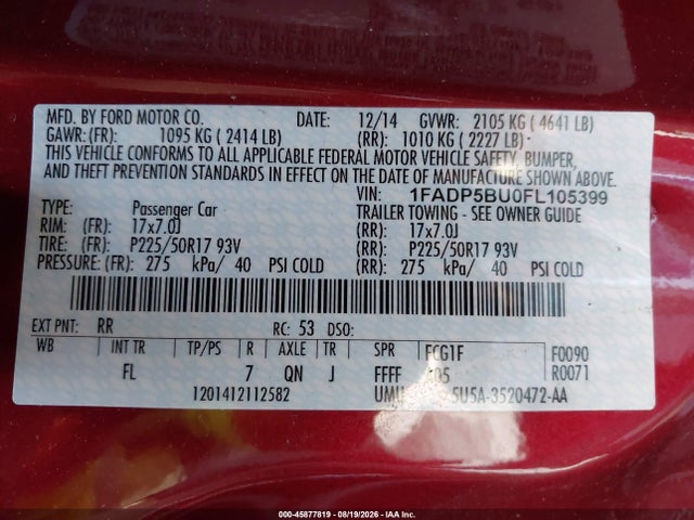 Ford C-max Hybrid Sel 2015 1FADP5BU0FL105399 Image 9