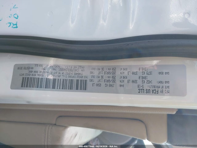 45877844 :رقم المزاد ، 1C4RJFBG3JC409921 vin ، 2018 Jeep Grand Cherokee Limited 4x4 مزاد بيع