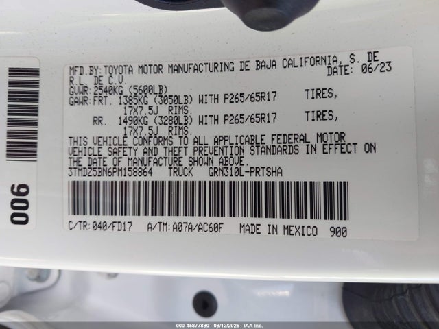 3TMDZ5BN6PM158864 Toyota Tacoma Trd Sport