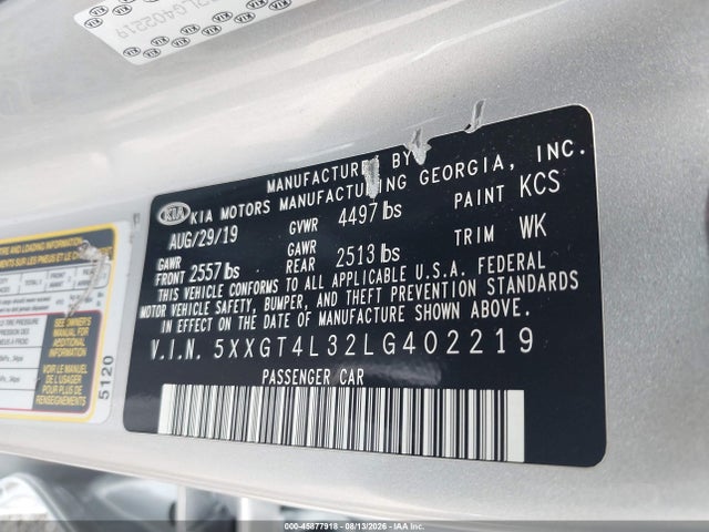 Продаж на аукціоні авто 2020 Kia Optima Lx, vin: 5XXGT4L32LG402219, номер лоту: 45877918