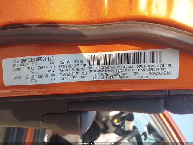 2015 Jeep Cherokee Trailhawk მანქანა იყიდება აუქციონზე, vin: 1C4PJMBS4FW556979, აუქციონის ნომერი: 45877924