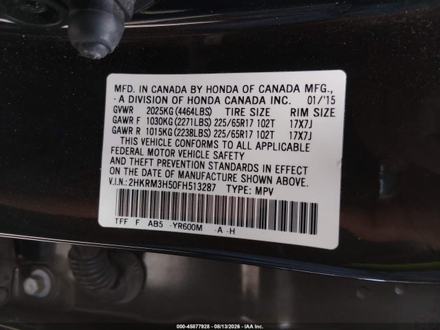 2HKRM3H50FH513287 Honda CR-V EX