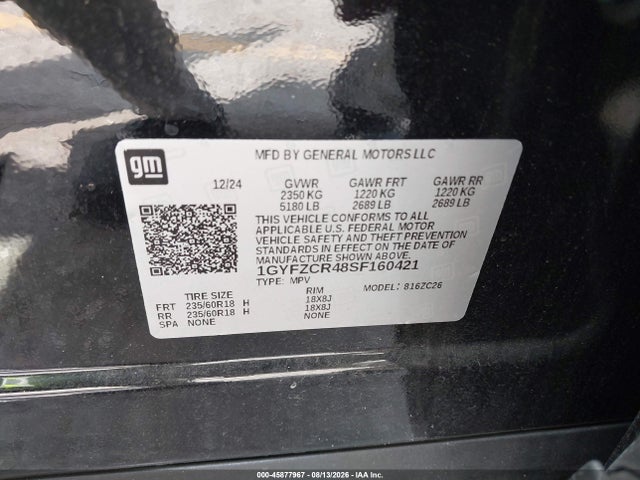 Aukcja sprzedaży 2025 Cadillac Xt4 Fwd Premium Luxury, vin: 1GYFZCR48SF160421, numer aukcji: 45877967