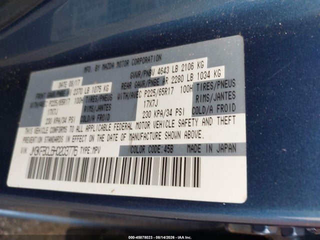 Aukcja sprzedaży 2017 Mazda Cx-5 Touring, vin: JM3KFBCL6H0203776, numer aukcji: 45878023