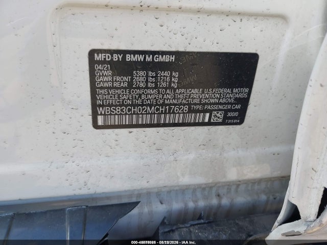 Aukcja sprzedaży 2021 Bmw M5, vin: WBS83CH02MCH17628, numer aukcji: 45878025