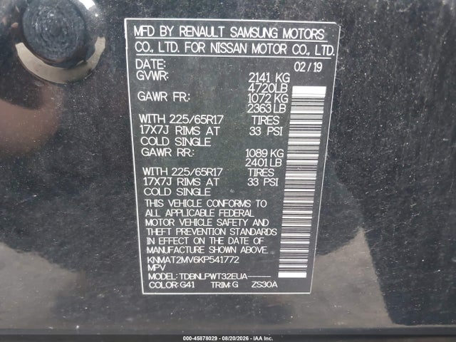 2019 Nissan Rogue S მანქანა იყიდება აუქციონზე, vin: KNMAT2MV6KP541772, აუქციონის ნომერი: 45878029