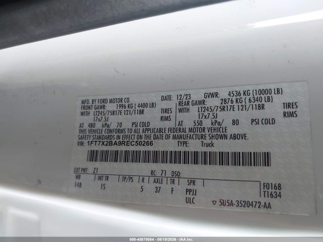 1FT7X2BA9REC50266 Ford F-250 Xl