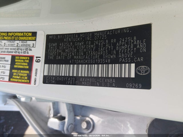 4T1DAACK0SU193548 Toyota CAMRY LE