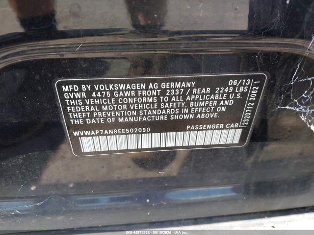 2014 Volkswagen Cc 2.0t R-line მანქანა იყიდება აუქციონზე, vin: WVWAP7AN8EE502090, აუქციონის ნომერი: 45878228
