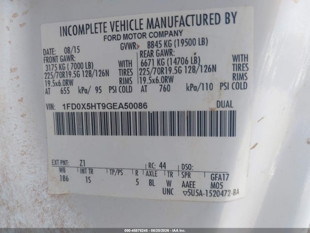 Ford F-550 Chassis Xl 2016 1FD0X5HT9GEA50086 Image 9