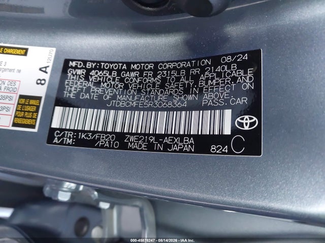 JTDBCMFE5R3068364 Toyota Corolla Hybrid Le