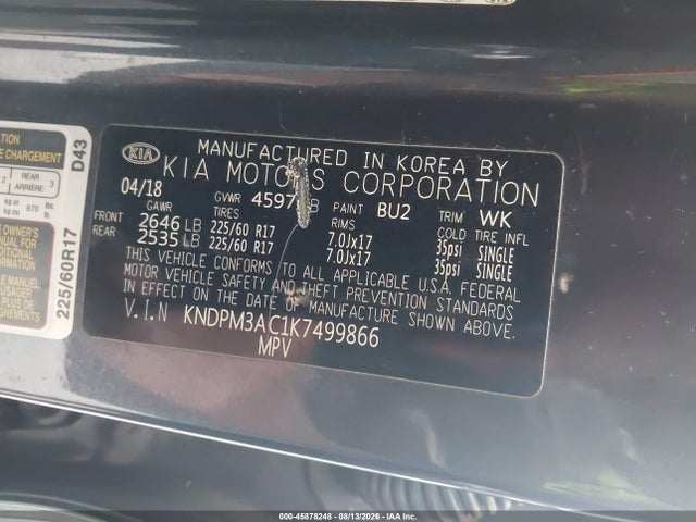 Продаж на аукціоні авто 2019 Kia Sportage Lx, vin: KNDPM3AC1K7499866, номер лоту: 45878248