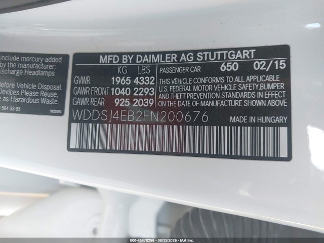 Mercedes-Benz CLA 250 2015 WDDSJ4EB2FN200676 Image 9