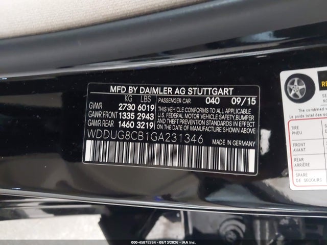 2016 Mercedes-benz S 550 მანქანა იყიდება აუქციონზე, vin: WDDUG8CB1GA231346, აუქციონის ნომერი: 45878264