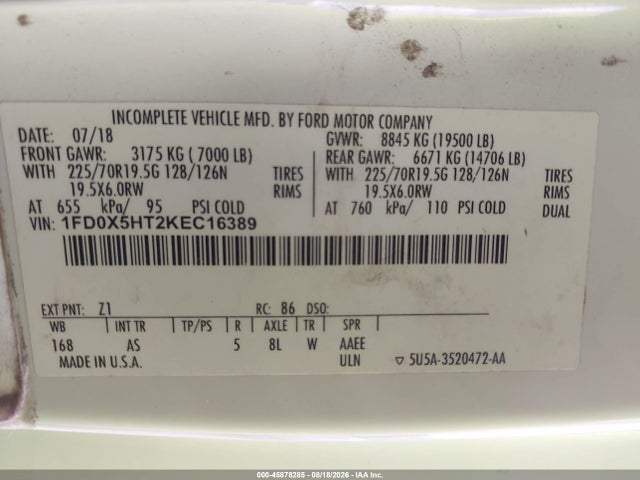 Ford F-550 Chassis Xl 2019 1FD0X5HT2KEC16389 Image 9