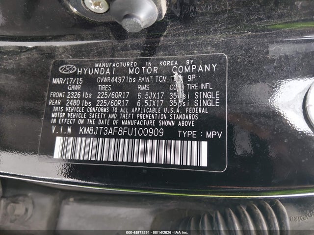 Продаж на аукціоні авто 2015 Hyundai Tucson Gls, vin: KM8JT3AF8FU100909, номер лоту: 45878291