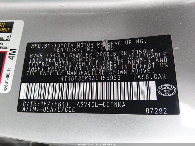 Продаж на аукціоні авто 2010 Toyota Camry, vin: 4T1BF3EK9AU056933, номер лоту: 45878347