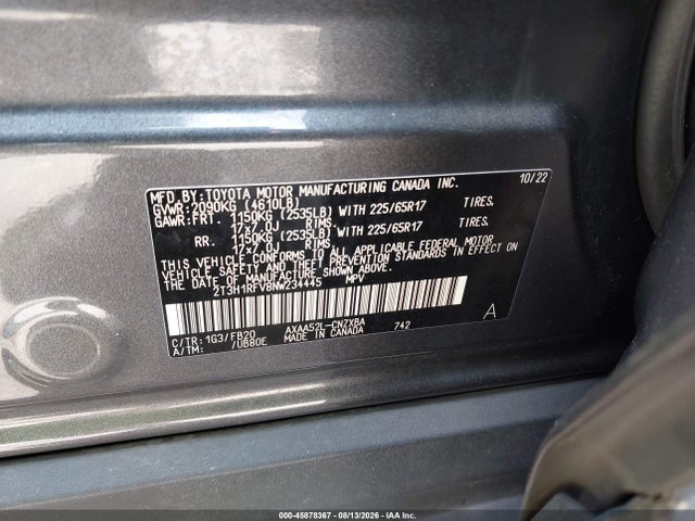 Aukcja sprzedaży 2022 Toyota Rav4 Le, vin: 2T3H1RFV8NW234445, numer aukcji: 45878367
