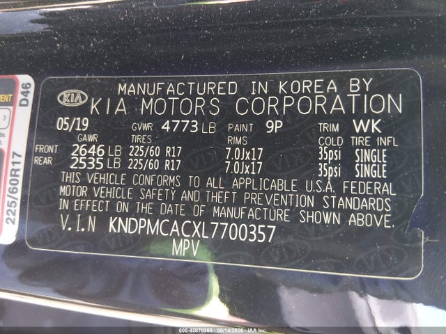 Продаж на аукціоні авто 2020 Kia Sportage Lx, vin: KNDPMCACXL7700357, номер лоту: 45878380