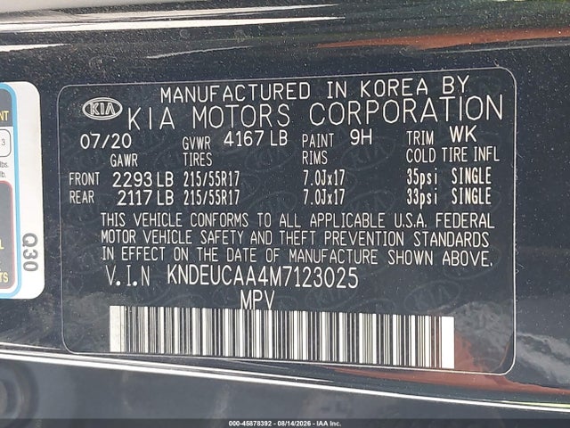 Aukcja sprzedaży 2021 Kia Seltos S, vin: KNDEUCAA4M7123025, numer aukcji: 45878392