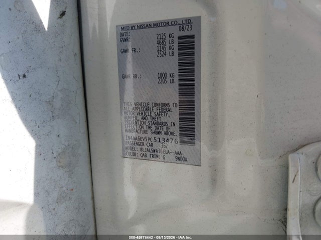 Продажа на аукционе авто 2023 Nissan Maxima Sr Xtronic Cvt, vin: 1N4AA6EV5PC513476, номер лота: 45878442