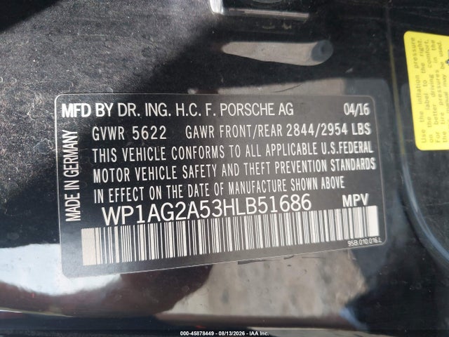 2017 Porsche Macan Gts მანქანა იყიდება აუქციონზე, vin: WP1AG2A53HLB51686, აუქციონის ნომერი: 45878449