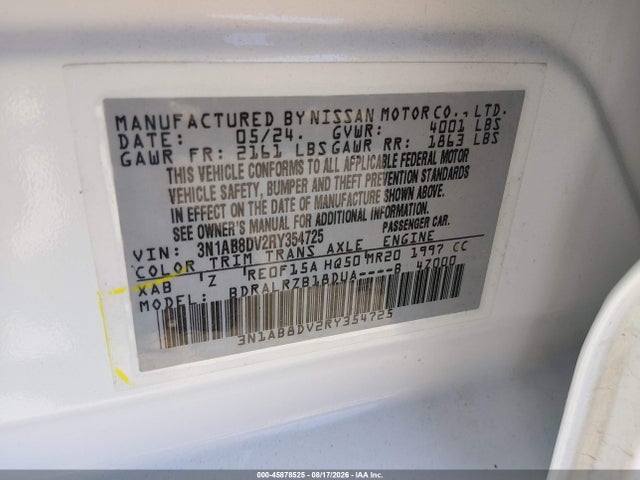 45878525 :رقم المزاد ، 3N1AB8DV2RY354725 vin ، 2024 Nissan Sentra Sr Xtronic Cvt مزاد بيع