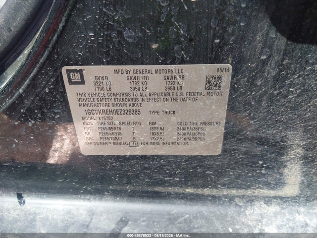 45878533 :رقم المزاد ، 1GCVKREH0EZ326385 vin ، 2014 Chevrolet Silverado 1500 Lt مزاد بيع