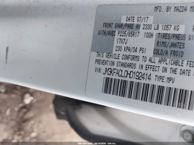 Aukcja sprzedaży 2017 Mazda Cx-5 Touring, vin: JM3KFACL0H0192414, numer aukcji: 45878588