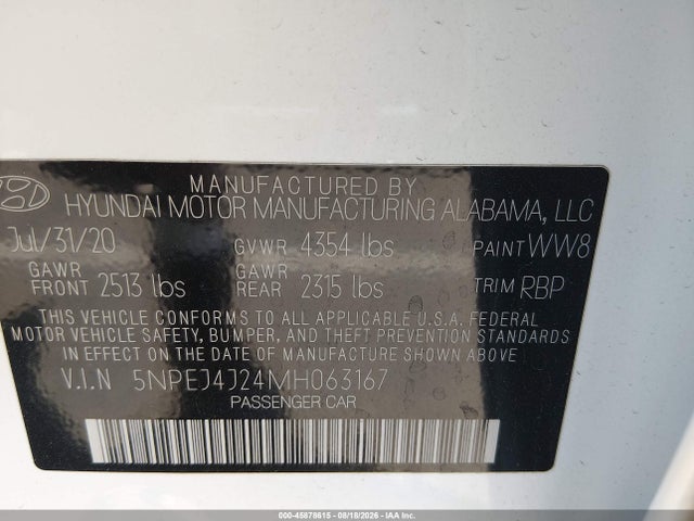Hyundai Sonata Sel Plus 2021 5NPEJ4J24MH063167 Image 9