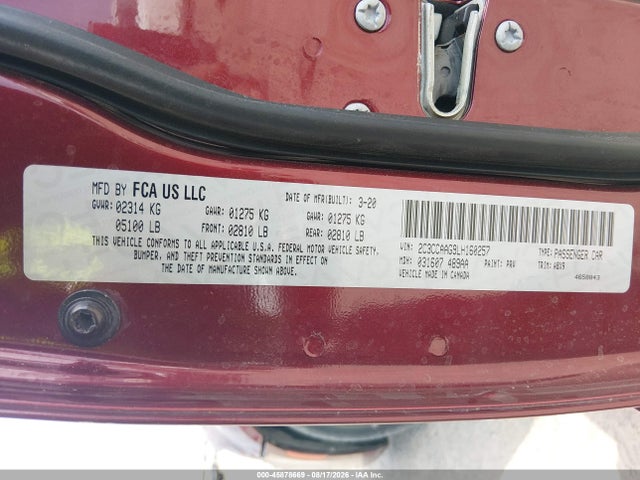Продаж на аукціоні авто 2020 Chrysler 300 Touring, vin: 2C3CCAAG9LH160257, номер лоту: 45878669