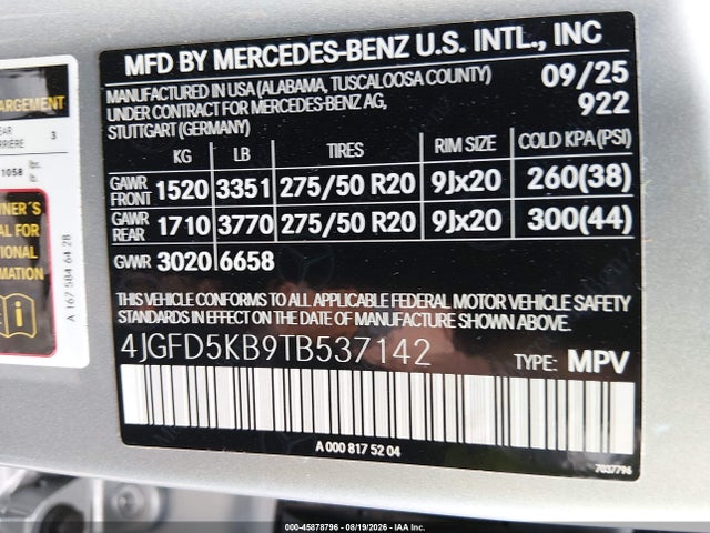 45878796 :رقم المزاد ، 4JGFD5KB9TB537142 vin ، 2026 Mercedes-benz Gle 450 Coupe 4matic مزاد بيع