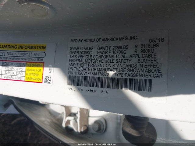1HGCV1F37JA170570 Honda Accord Sport