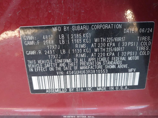 Продажа на аукционе авто 2024 Subaru Crosstrek Wilderness, vin: 4S4GUHU63R3810553, номер лота: 45879018