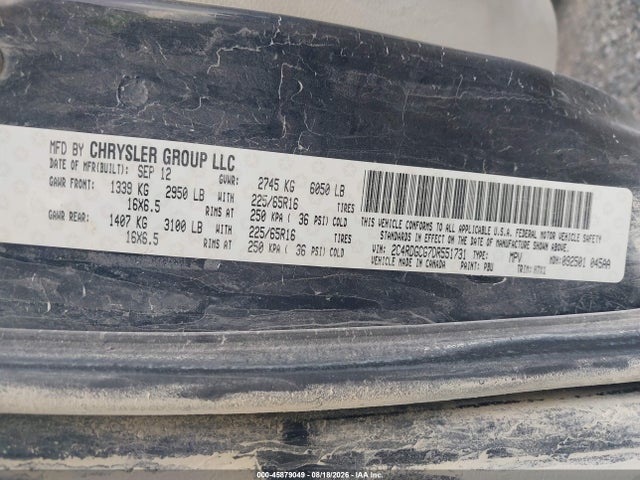 2013 Dodge Grand Caravan Sxt მანქანა იყიდება აუქციონზე, vin: 2C4RDGCG7DR551731, აუქციონის ნომერი: 45879049