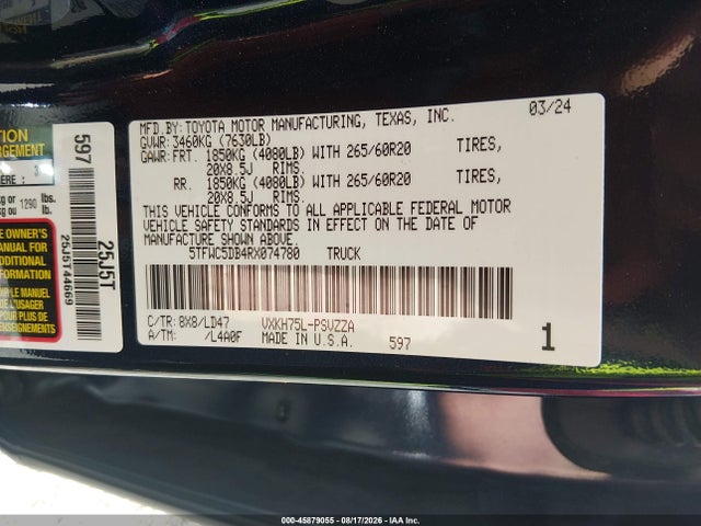 5TFWC5DB4RX074780 Toyota Tundra Hybrid 1794 Limited Edition 4wd