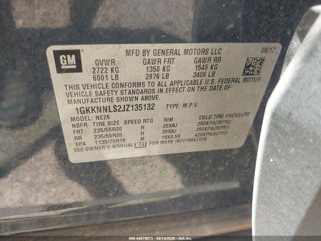 Продаж на аукціоні авто 2018 Gmc Acadia Slt-2, vin: 1GKKNNLS2JZ135132, номер лоту: 45879073