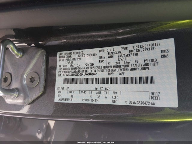 Ford ESCAPE SE 2019 1FMCU9GD0KUA96041 Image 9