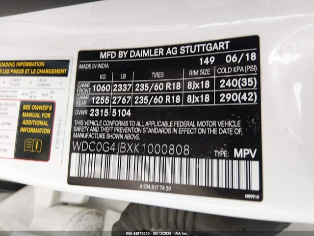WDC0G4JBXK1000808 Mercedes-Benz GLC 300